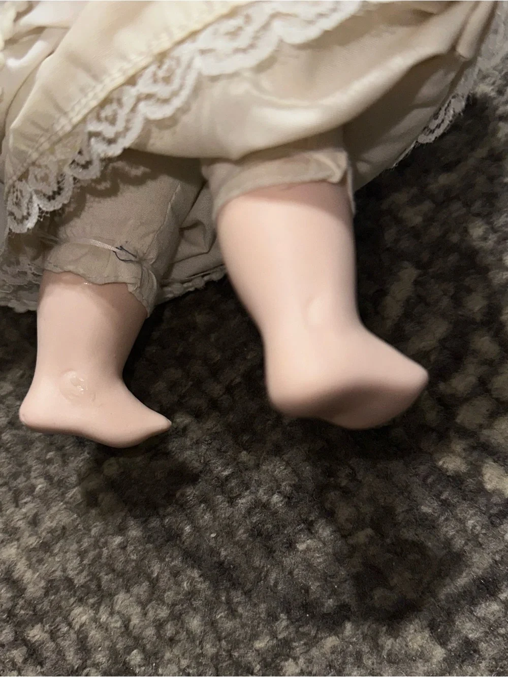Russ Vintage White Porcelain & Cloth Baby Love Christening Doll with Lace Bonnet